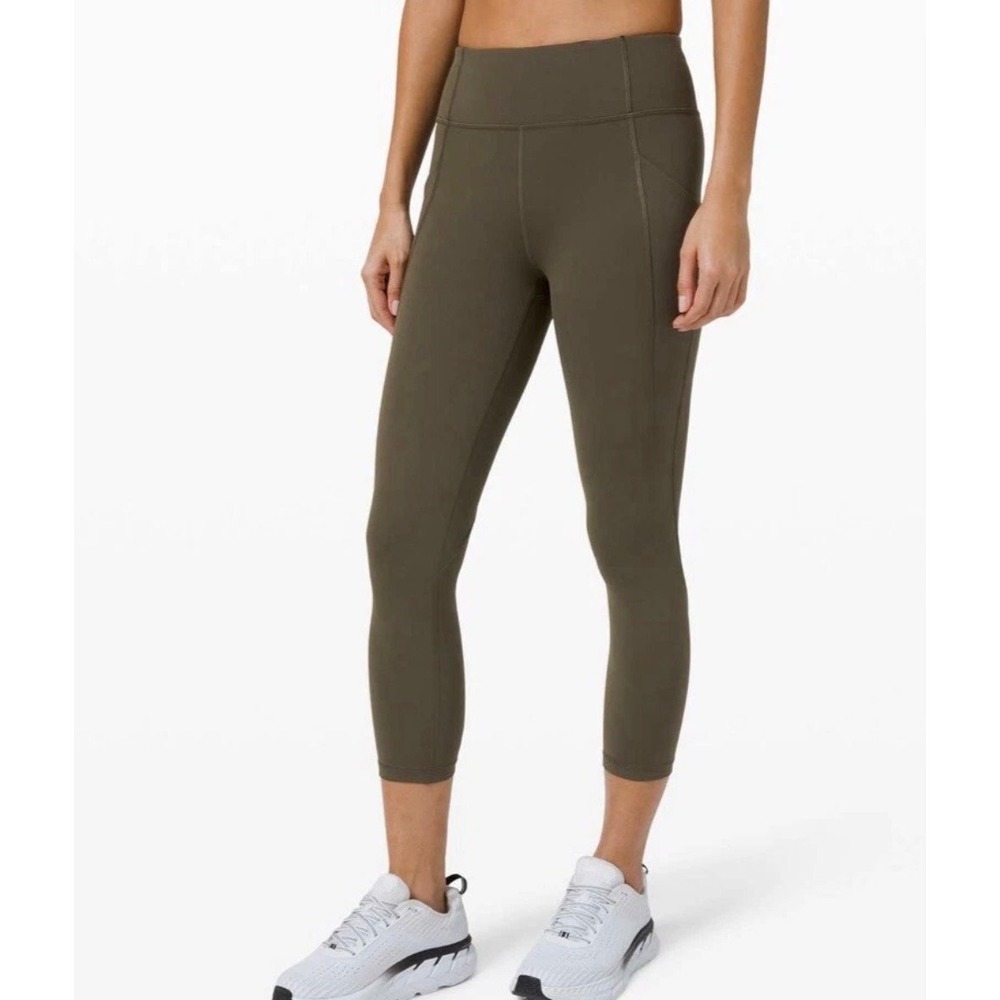 Lululemon Time To Sweat Crop 23" Luxtreme Leggings Dark Olive Size 2 Running